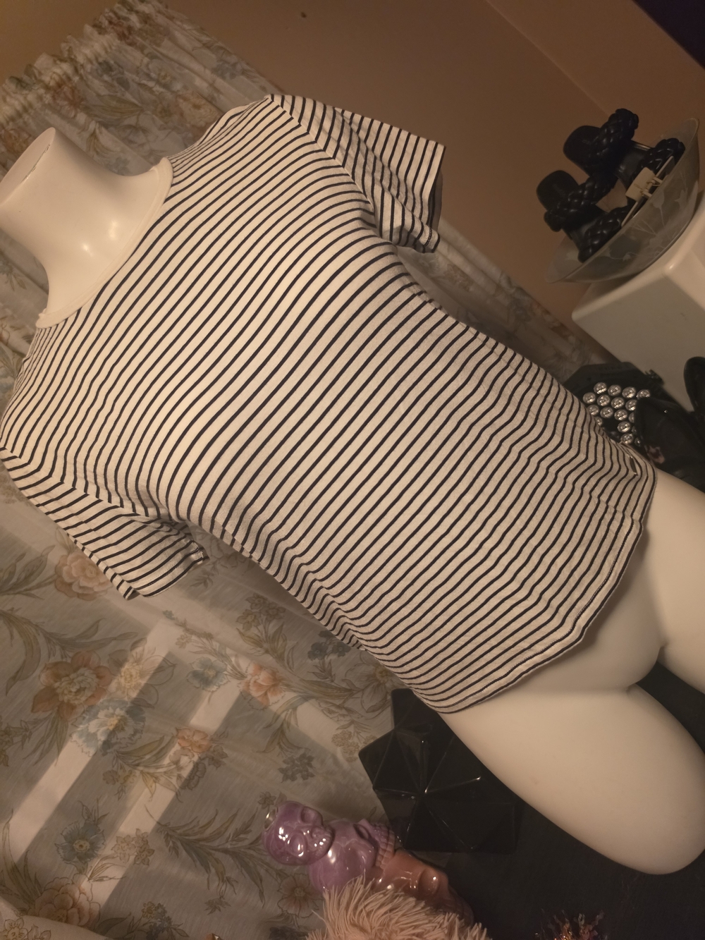 Abercrombie & Fitch Black and White Striped Short Sleeve Tee